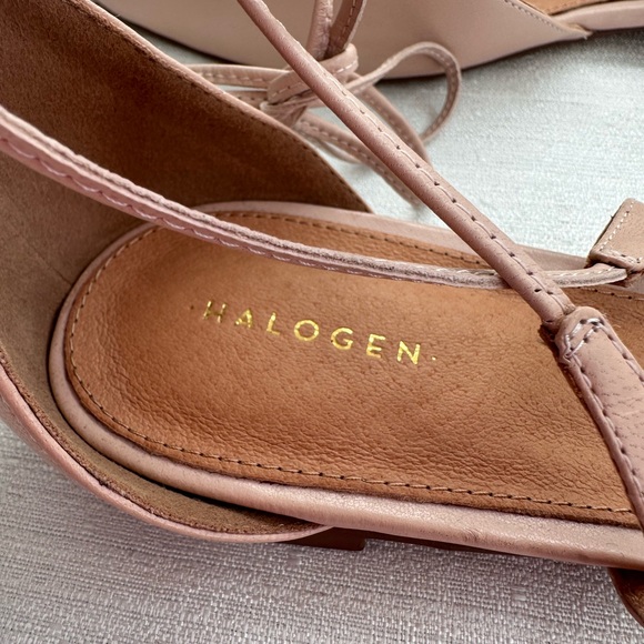 New Halogen Blush Leather Pointed Wrap Around Ankle Tassels Flats Women’s 10M - Picture 10 of 13